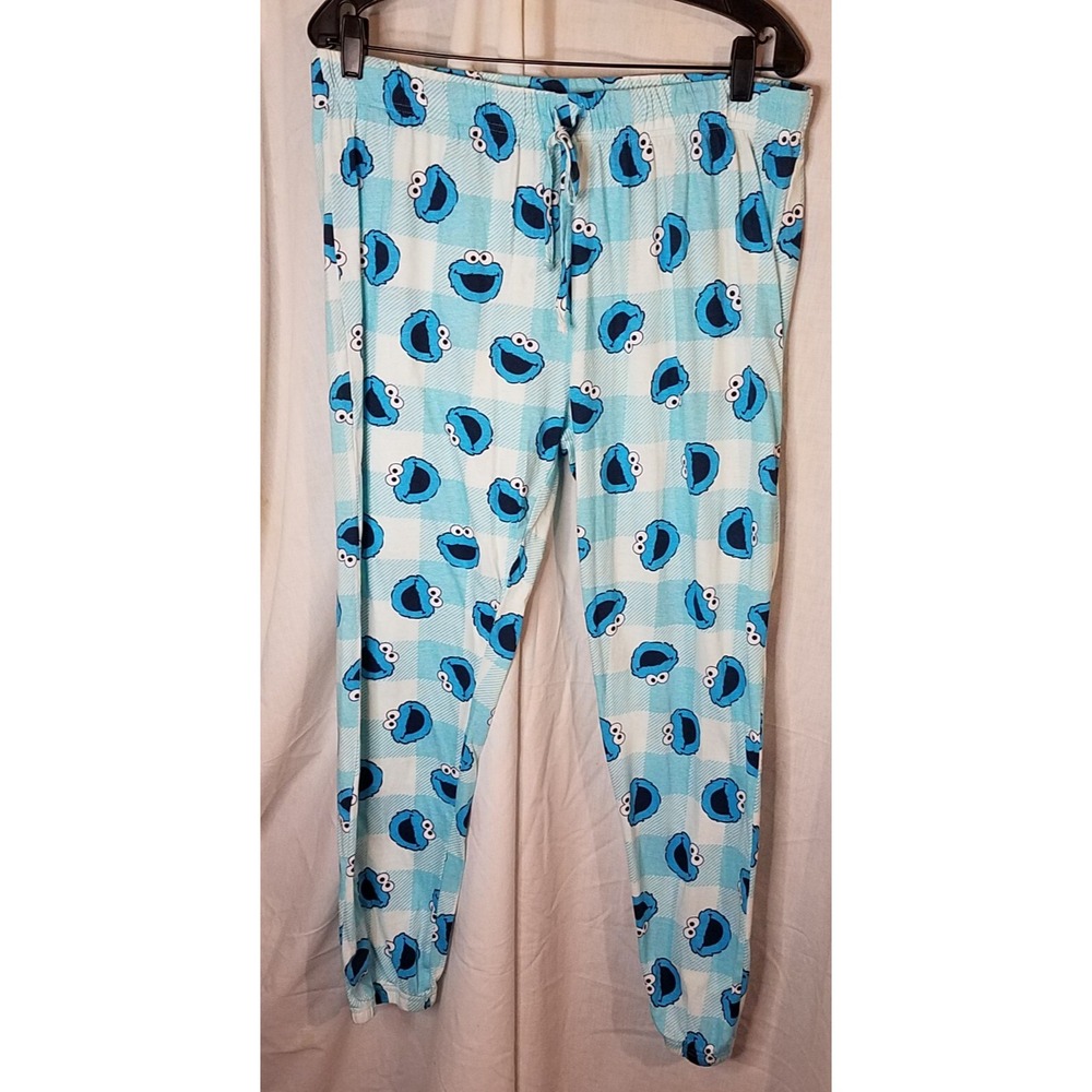 Cookie Monster Lounge/Sleepwear Pajama Pants Blue Size 2XL Y2K style Sesame St